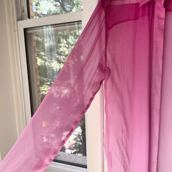 NWT Rat & Boa Diaz Sheer Pink Button Down Long Sleeve Blouse Top Medium - Picture 6 of 10